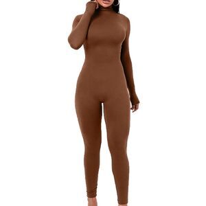 Long Sleeve One Piece Bodycon Jumpsuit, SMALL, 6E-163J001